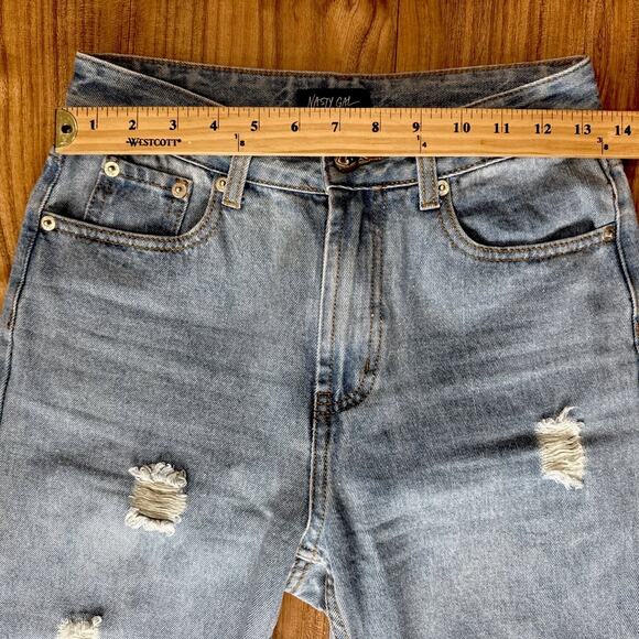 Nasty Gal Womens Distressed High Waste‎ Blue Jeans, Size UK 6/ US 4 - Picture 3 of 6
